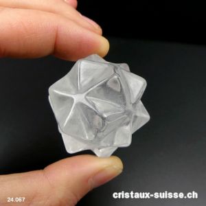 Icosaèdre - Météorite - Cristal de Roche 4 cm. Pièce unique 57 grammes