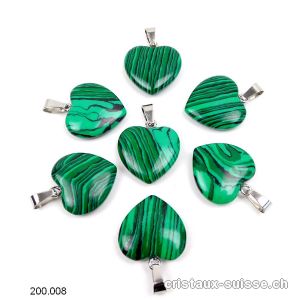 Pendentif Malachite Coeur 2 cm, boucle en métal