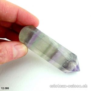 Bâton Fluorite arc-en-ciel hexagonal 7 x 1,8 cm. Pièce unique