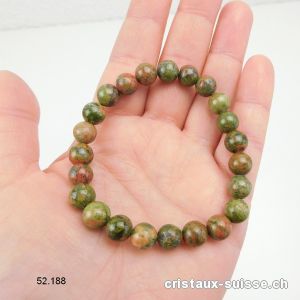 Bracelet Unakite - épidote 8 - 9 mm / 18,5 cm. Taille M