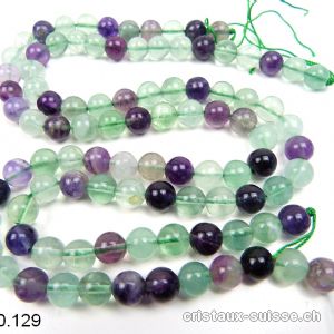 Rang Fluorite verte et violette 8,5 mm / 38 cm, env. 45 boules