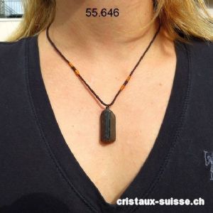 Tourmaline noire brute 2 à 3,5 cm, percée avec cordon réglable