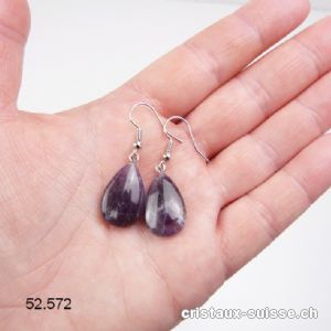 Boucles d'oreilles Goutte Améthyste 2 cm. Offre Spéciale