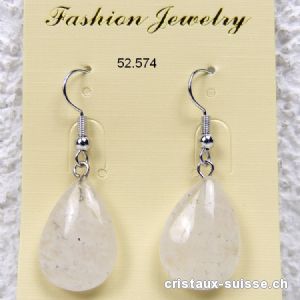 Boucles d'oreilles Goutte Cristal de Roche - Quartz blanc 2 cm. Offre Spéciale