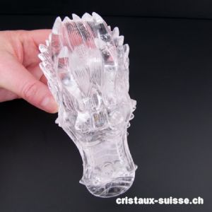 Crâne Cristal de Roche DRAGON 13 cm. Pièce unique 568 grammes. Qualité A