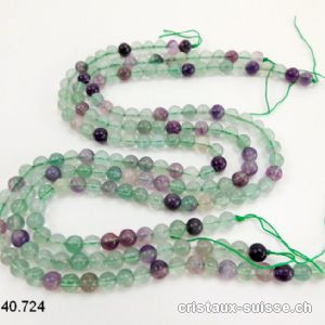 Rang Fluorite verte et violette 6 mm / 38 cm, env. 62 boules