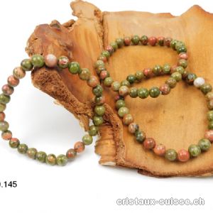 Bracelet Unakite - épidote 6,5 - 7 mm / 18,5 - 19 cm