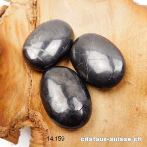 Schungite, pierre antistress arrondie, env. 4,5 x 3 cm. Qualité AB