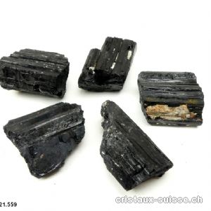 Tourmaline noire cristallisée brute 2,5 à 3,5 cm, 19 à 22 grammes