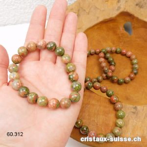 Bracelet Unakite - épidote 10 mm / 18 à 19 cm