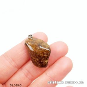 Pendentif Bronzite 3 cm avec boucle argent 925 rhodié. Pièce unique