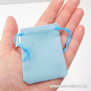 1 Pochette velours Bleu clair, env. 6,5 x 5 cm