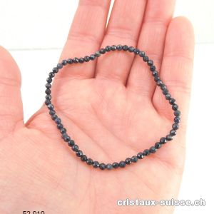 Bracelet Saphir bleu facetté 3 mm, élastique 18 cm