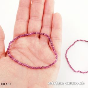 Bracelet Rubis facetté 3 mm, élastique 18-18,5 cm