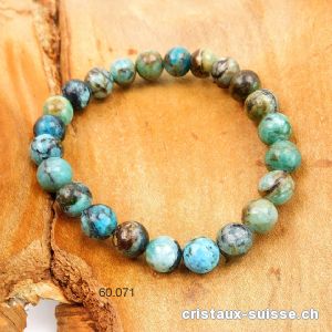 Bracelet Opale des Andes bleue - Chrysopale 8-8,5 mm, élastique 18,5 cm