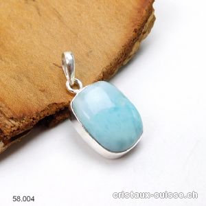 Pendentif Larimar 2 cm en argent 925. Pièce unique