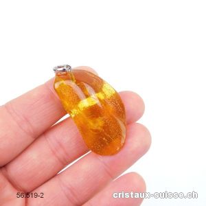 Pendentif Ambre de la Baltique 4 cm, boucle argent 925. Pièce unique