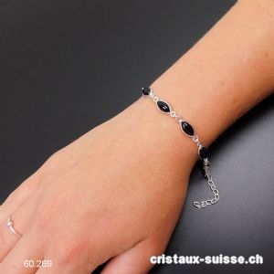 Bracelet Onyx noir en argent 925. Qual. AA