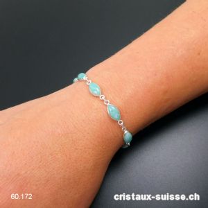 Bracelet Amazonite en argent 925. Qual. AA