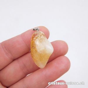 Pendentif Citrine 3 cm avec boucle argent 925. Pièce unique. Offre Spéciale