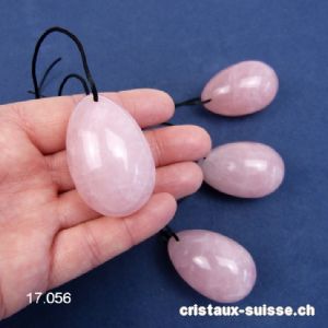 1 Oeuf YONI Quartz rose 4,5 x 3 cm. Taille L. Percé