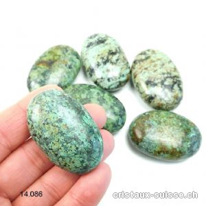 Chrysocolle - Diorite pierre anti-stress arrondie 4,5 x 2,8 - 3 cm. Offre Spéciale