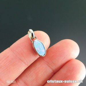 pendentif Opale doublette d'Australie en argent 925 platiné. Pièce unique