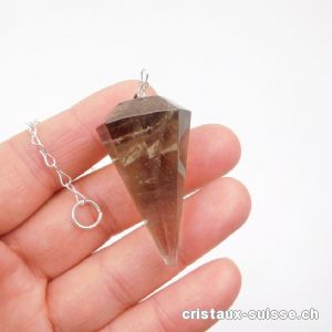 Pendule Quartz fumé facetté 4,1 cm. Pièce unique