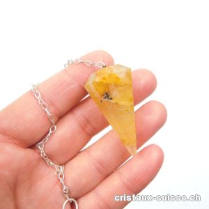 Pendule Golden Healer - Quartz-Limonite facetté. P. unique 4 cm