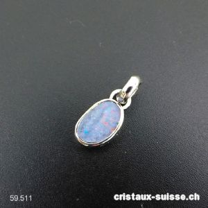 pendentif Opale doublette d'Australie en argent 925 platiné. Pièce unique