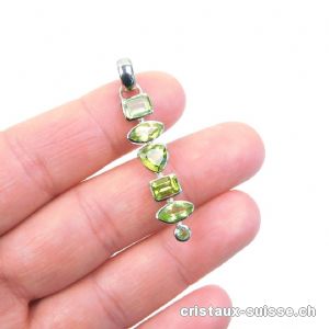 Pendentif Péridot - Olivine facetté en argent 925 platiné