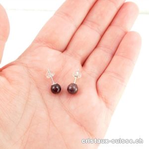 Clous d'oreilles Grenat boule 6 mm en argent 925