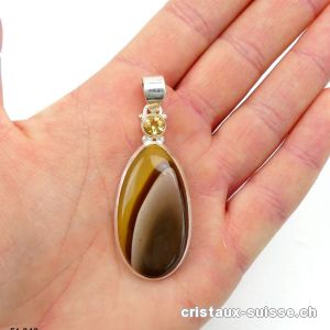 Pendentif Mookaïte et Citrine facettée en argent 925. Pièce unique