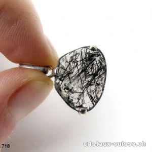 Pendentif Tourmaline - Quartz facetté en argent 925. Pièce unique