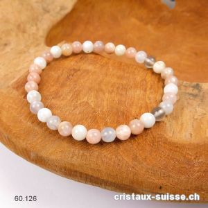 Bracelet Pierre de Lune Mix 5,5 - 6 mm / 18 cm. Taille SM - M