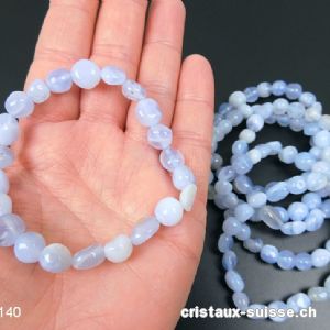 Bracelet Calcédoine bleue 8 - 10 mm / 18 - 18,5 cm