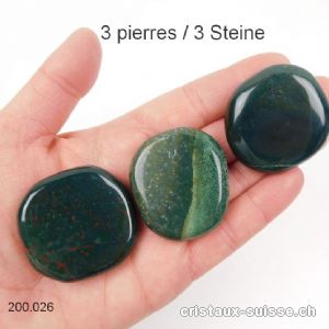 3 x Héliotrope plat env. 4 cm x épais. 1 cm. Taille L-XL