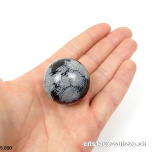 Boule Obsidienne flocon de neige du Mexique Ø 3,1 cm. Pièce unique