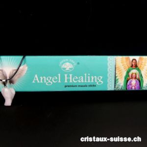 Set Bâtons Encens Green Tree - Angel Healing avec un pendentif Ange Quartz rose