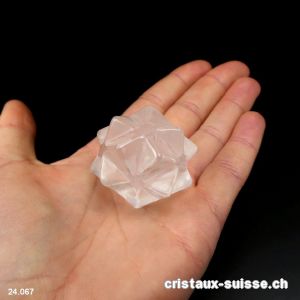 Icosaèdre - Météorite - Cristal de Roche 4 cm. Pièce unique 57 grammes