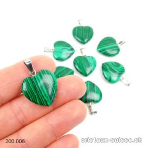 Pendentif Malachite Coeur 2 cm, boucle en métal