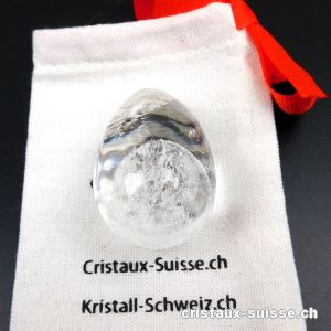 1 Oeuf YONI Cristal de Roche 4,7 x 3,1 cm. Taille M-L. Non Percé. Pièce unique