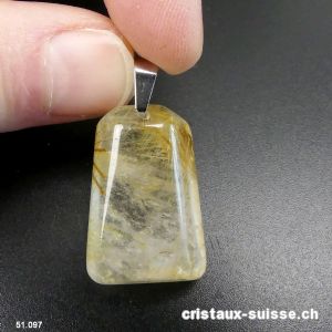 Pendentif Rutile Quartz avec Clip métal. Pièce unique