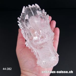 Crâne Cristal de Roche DRAGON 13 cm. Pièce unique 568 grammes. Qualité A