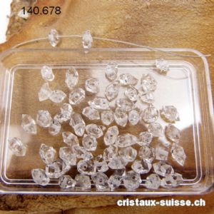 Herkimer Diamant biterminé, Type Himalaya percé. Long. 5 à 7 mm. OFFRE SPECIALE