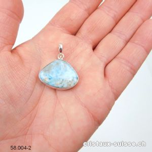 Pendentif Larimar 1,9 x 2,4 cm en argent 925. Pièce unique