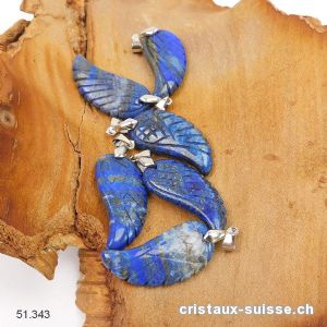 Pendentif Lapis-Lazuli, Aile d'Ange 3,5 cm avec boucle métal