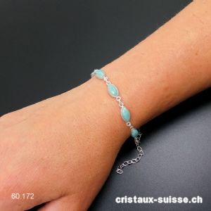 Bracelet Amazonite en argent 925. Qual. AA