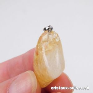 Pendentif Citrine 3 cm avec boucle argent 925. Pièce unique. Offre Spéciale