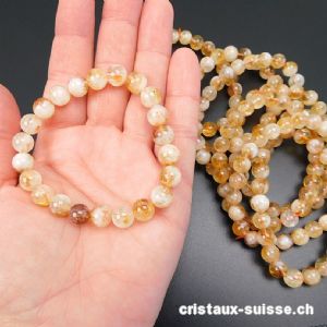 Bracelet Citrine 8-8,5 mm, élastique 18,5 cm. Taille M